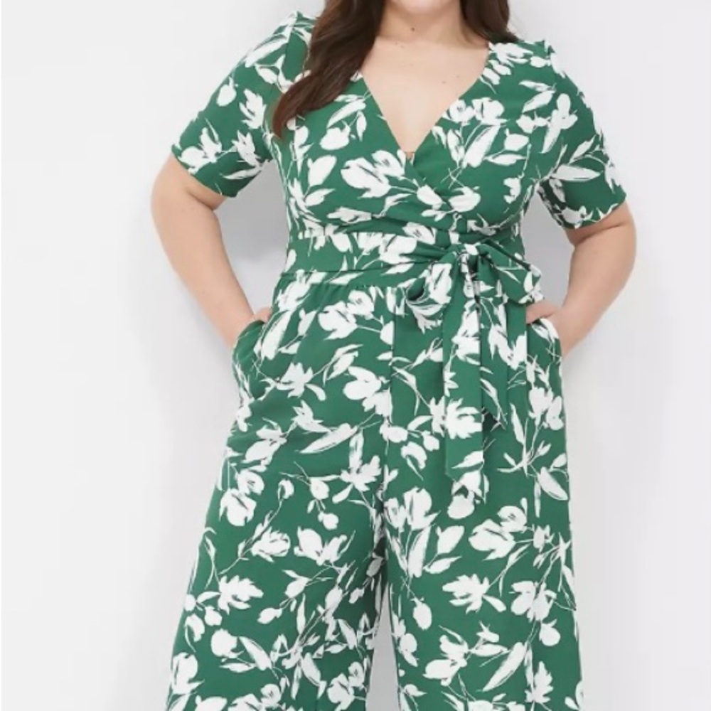 Lane Bryant Lena Short-Sleeve Surplice Jumpsuit